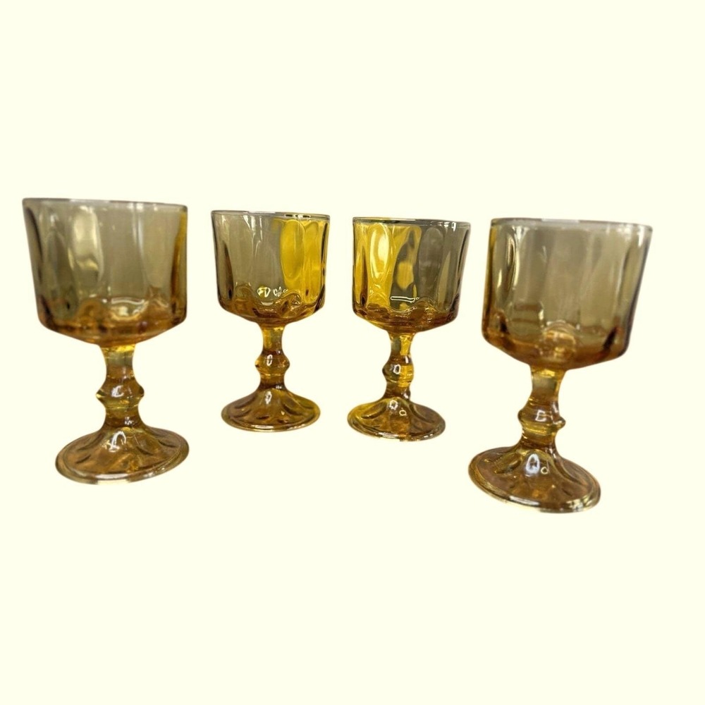 Hazel Atlas Wine Glass‎ Goblets 5.5in Amber Excellent El Dorado Vintage - Picture 2 of 7